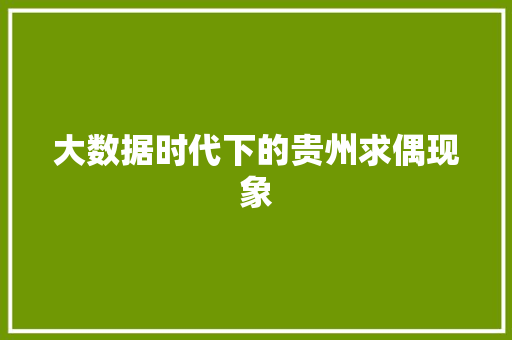 大数据时代下的贵州求偶现象