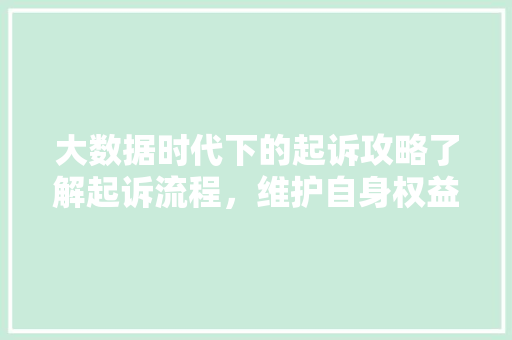 大数据时代下的起诉攻略了解起诉流程，维护自身权益