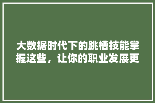 大数据时代下的跳槽技能掌握这些，让你的职业发展更上一层楼