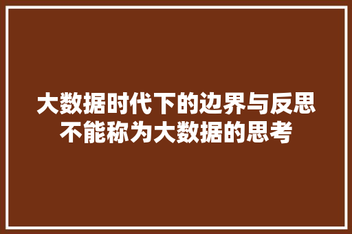 大数据时代下的边界与反思不能称为大数据的思考