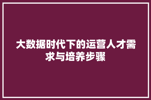 大数据时代下的运营人才需求与培养步骤  第1张