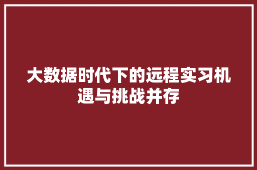 大数据时代下的远程实习机遇与挑战并存