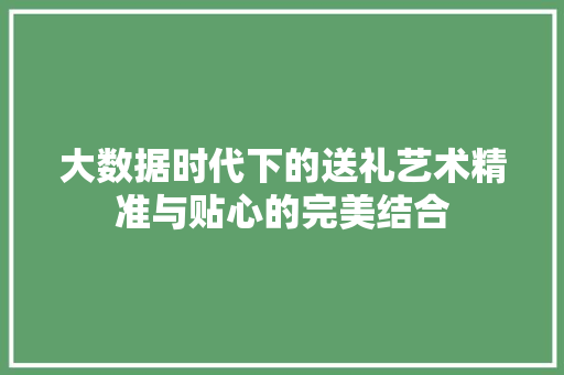 大数据时代下的送礼艺术精准与贴心的完美结合