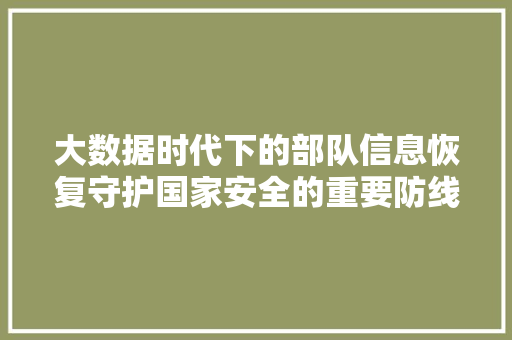 大数据时代下的部队信息恢复守护国家安全的重要防线