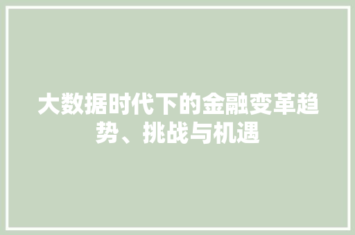 大数据时代下的金融变革趋势、挑战与机遇  第1张