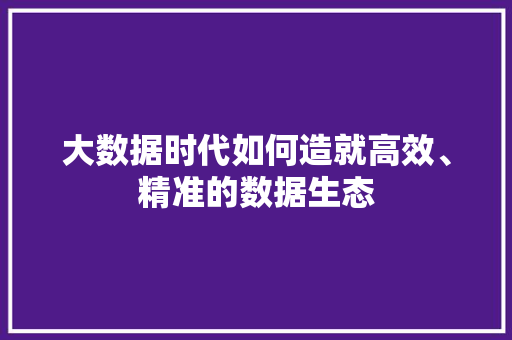 大数据时代如何造就高效、精准的数据生态  第1张