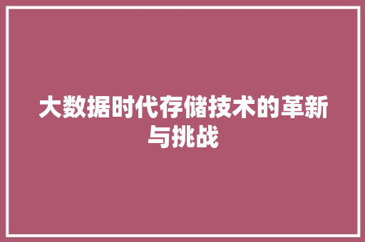 大数据时代存储技术的革新与挑战  第1张