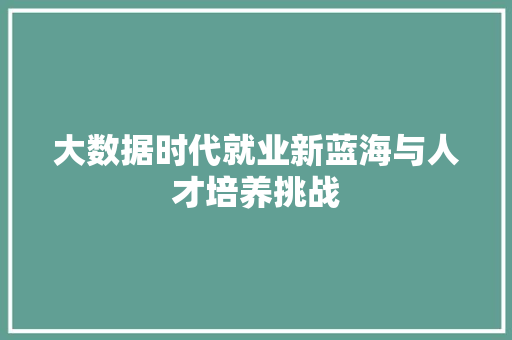 大数据时代就业新蓝海与人才培养挑战  第1张