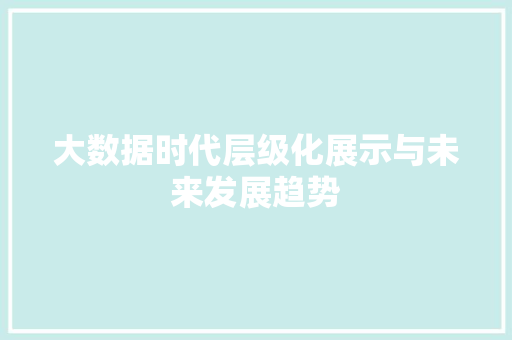 大数据时代层级化展示与未来发展趋势