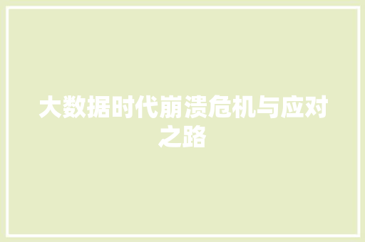 大数据时代崩溃危机与应对之路  第1张
