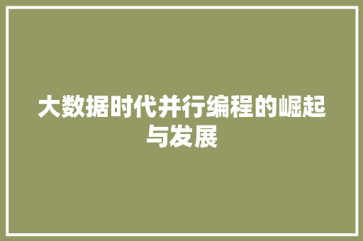 大数据时代并行编程的崛起与发展