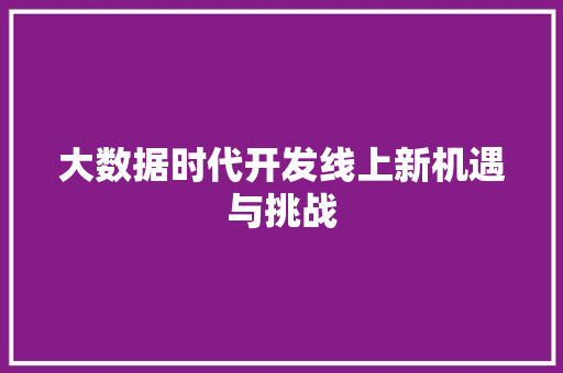 大数据时代开发线上新机遇与挑战