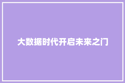 大数据时代开启未来之门