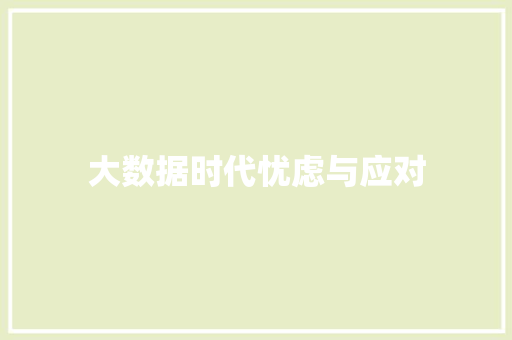 大数据时代忧虑与应对
