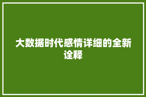 大数据时代感情详细的全新诠释