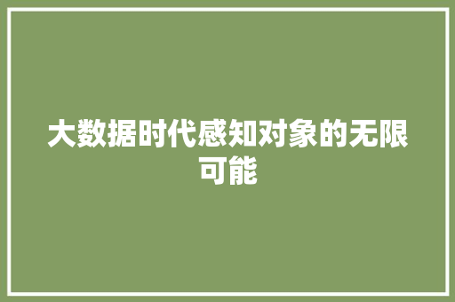 大数据时代感知对象的无限可能