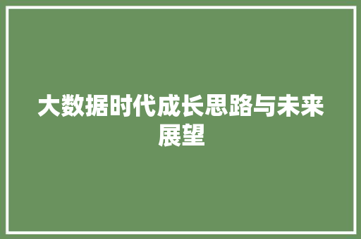 大数据时代成长思路与未来展望  第1张