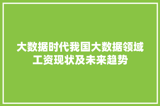 大数据时代我国大数据领域工资现状及未来趋势