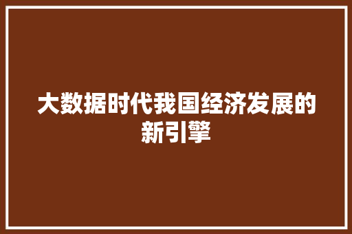 大数据时代我国经济发展的新引擎  第1张