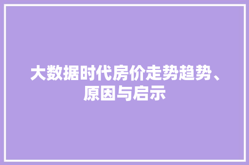 大数据时代房价走势趋势、原因与启示  第1张