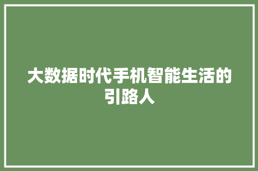 大数据时代手机智能生活的引路人