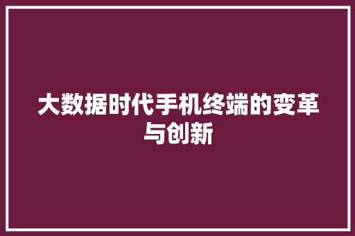大数据时代手机终端的变革与创新