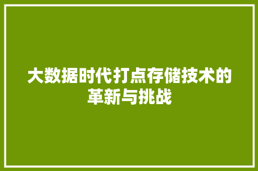 大数据时代打点存储技术的革新与挑战  第1张