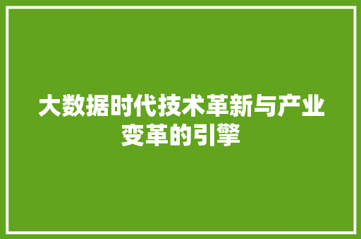 大数据时代技术革新与产业变革的引擎