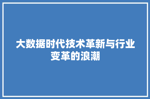 大数据时代技术革新与行业变革的浪潮