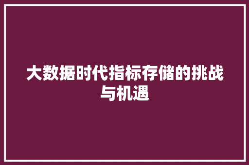 大数据时代指标存储的挑战与机遇  第1张