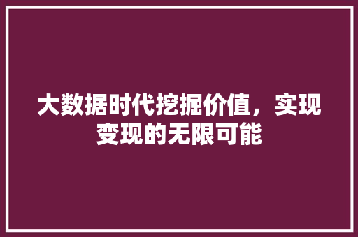 大数据时代挖掘价值，实现变现的无限可能
