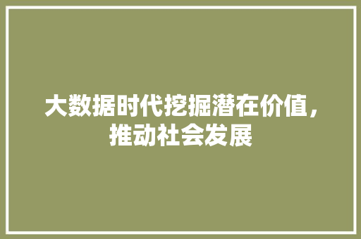 大数据时代挖掘潜在价值，推动社会发展  第1张