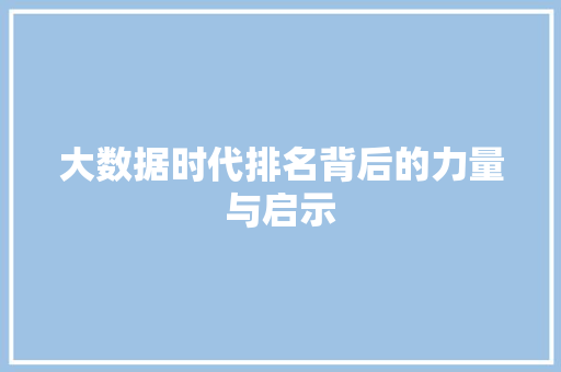 大数据时代排名背后的力量与启示