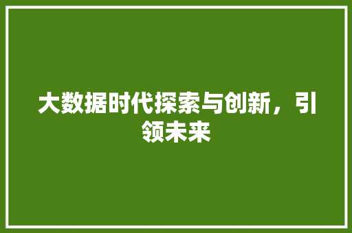 大数据时代探索与创新，引领未来  第1张