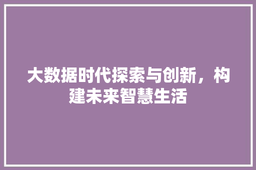 大数据时代探索与创新，构建未来智慧生活  第1张
