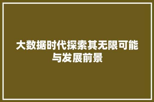 大数据时代探索其无限可能与发展前景  第1张
