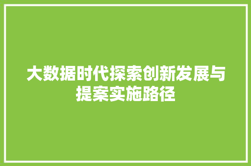 大数据时代探索创新发展与提案实施路径  第1张