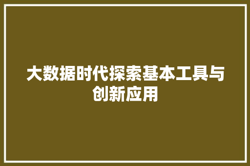 大数据时代探索基本工具与创新应用  第1张