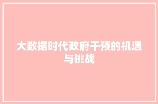 大数据时代政府干预的机遇与挑战  第1张