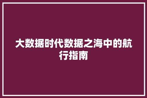 大数据时代数据之海中的航行指南  第1张