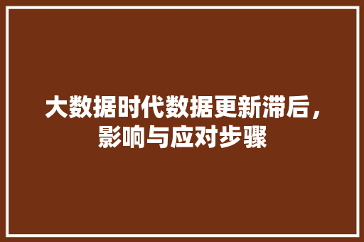 大数据时代数据更新滞后，影响与应对步骤  第1张