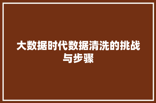 大数据时代数据清洗的挑战与步骤  第1张