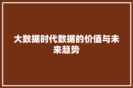 大数据时代数据的价值与未来趋势  第1张