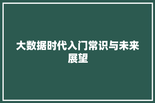 大数据时代入门常识与未来展望  第1张