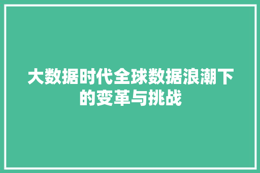 大数据时代全球数据浪潮下的变革与挑战  第1张