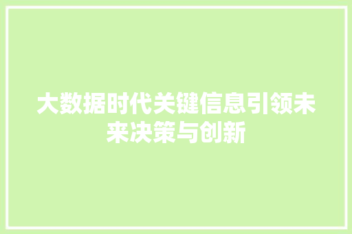 大数据时代关键信息引领未来决策与创新  第1张
