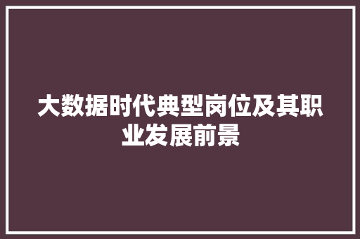 大数据时代典型岗位及其职业发展前景  第1张