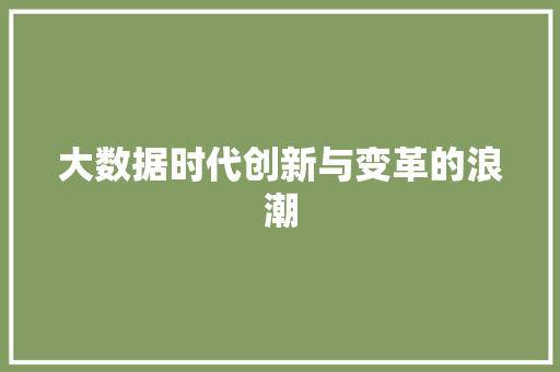 大数据时代创新与变革的浪潮  第1张