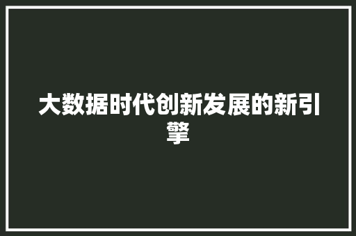 大数据时代创新发展的新引擎  第1张