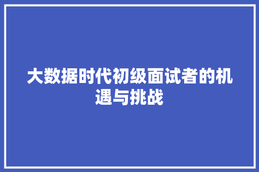 大数据时代初级面试者的机遇与挑战